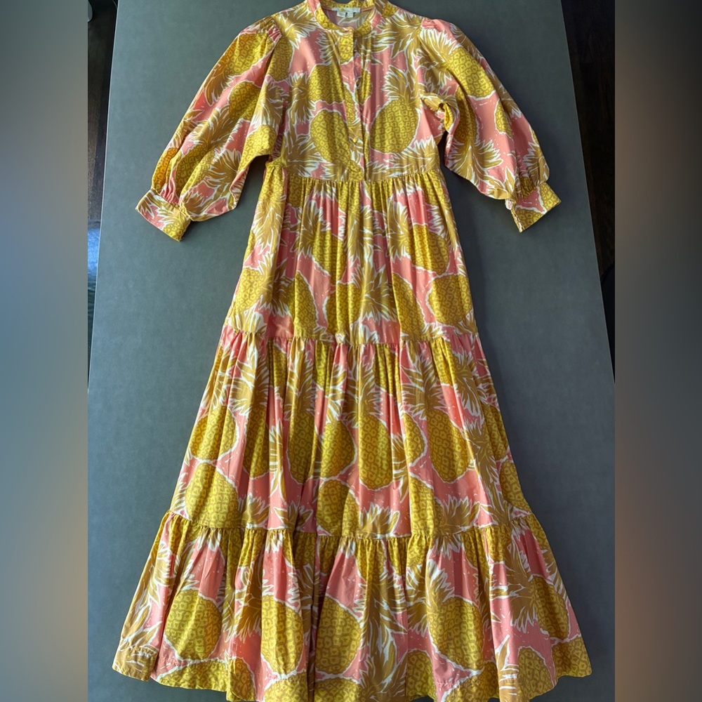 Boden Ava Tiered Maxi Dress In Pinapple Print